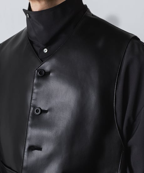 SYNTHETIC LEATHER VEST/BLACK