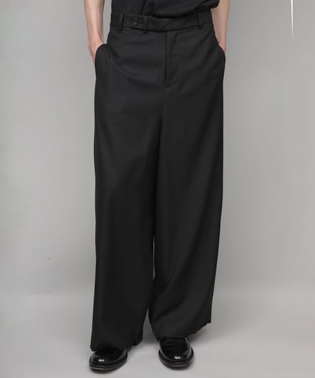 RECYCLE POLYESTER WIDE PANTS/BLACK