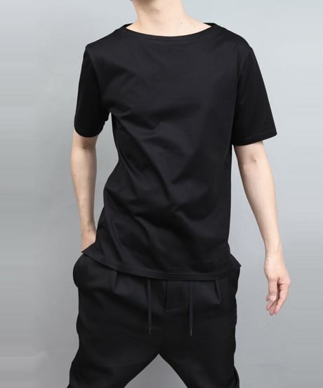 60/2 T-CLOTH BOAT NECK T-SHIRT/BLACK