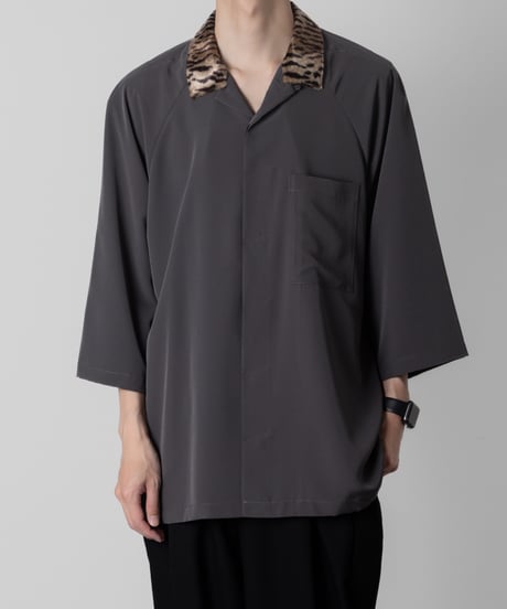 leopard print collar shirts/GRAY