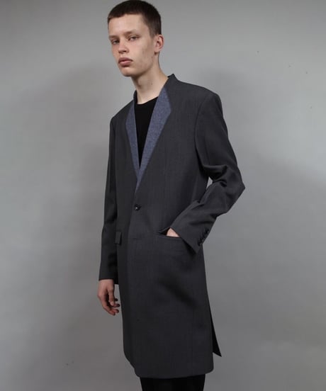 color cloth long jacket/DARK GRAY