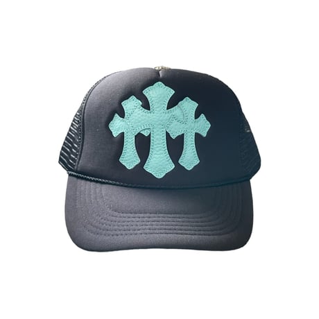 leather cross custom meshcap blue&white
