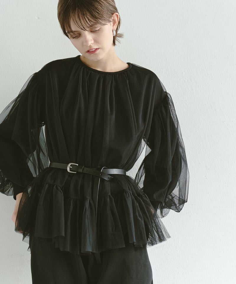 ロングスリーブチュールオーバーニット（ウォッシャブル） | jemma.atelier