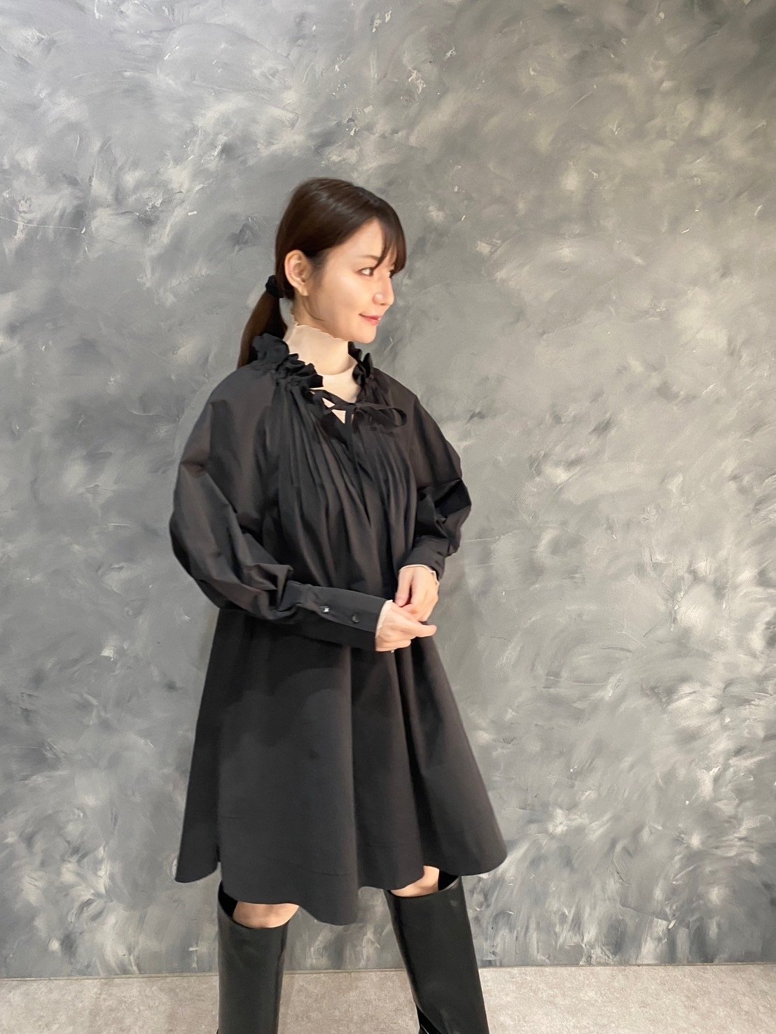 フリルギャザーフレアチュニックワンピース（ウォッシャブル） | jemma  