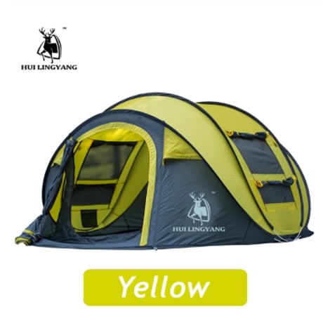 HUI LINGYANG 自動テント 3～4人用 ポップアップテント 設置が簡単 コンパクトに収納 雨に強い キャンプ ビーチ アウトドア 超軽量 高い防水性