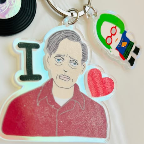 I LOVE ♡ Seymour シーモア from " Ghost World " オーロラキーホルダー レコード ゴーストワールド スティーブブシェミ　Steve Buscemi