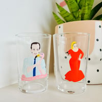Pink Flamingos♡ John Waters & Divine His and Hers glasses ジョンウォーターズ ＆ディヴァイン グラスセット♡ コップ グッズ