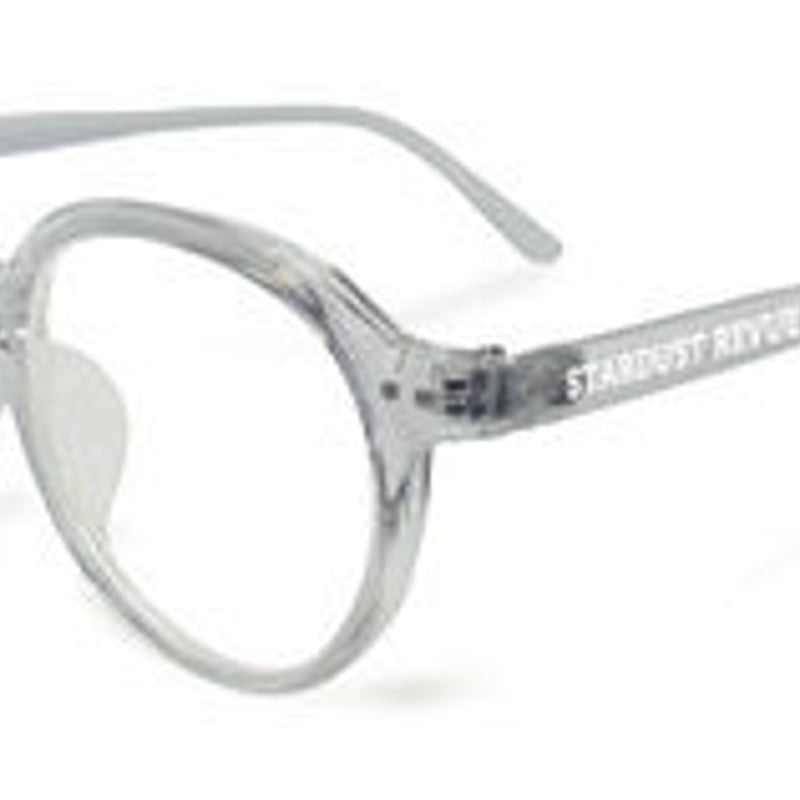 クリアフレーム メガネ ケース付き STARDUSTREVUE老眼鏡 ＋1.5 フレーム透明クリア ケース青 クリーナー付