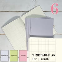 大人の時間割帳（１か月）単色６冊セット（ブルーベリーorピスタチオorもも）1,500円