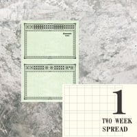 大人の時間割帳ダブル（日付フリー・見開き２週間）パステルグリーン　１冊950円