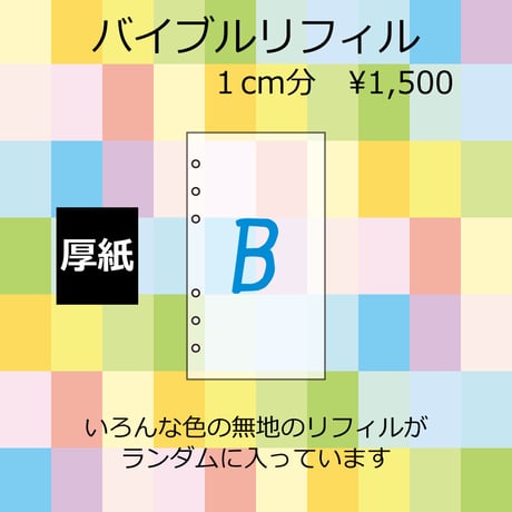 【厚紙】バイブルサイズ　リフィル福袋　1cm分　1,500円