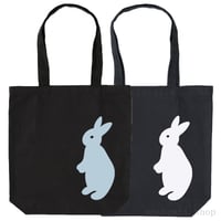 うさぎシルエット・うたっち　ポケットとフック付きキャンバストートバッグ　3,000円