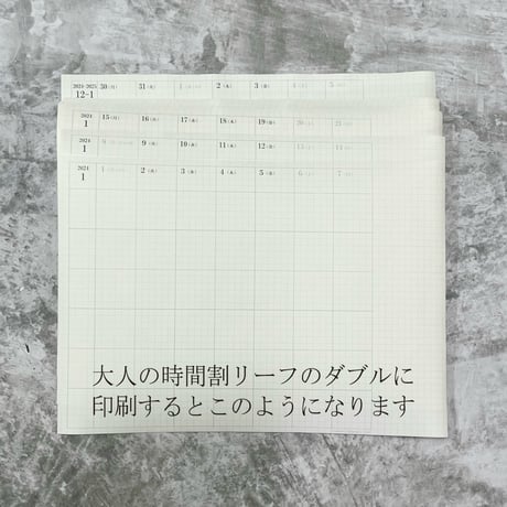 大人の時間割リーフの日付データ　2025年分　300円