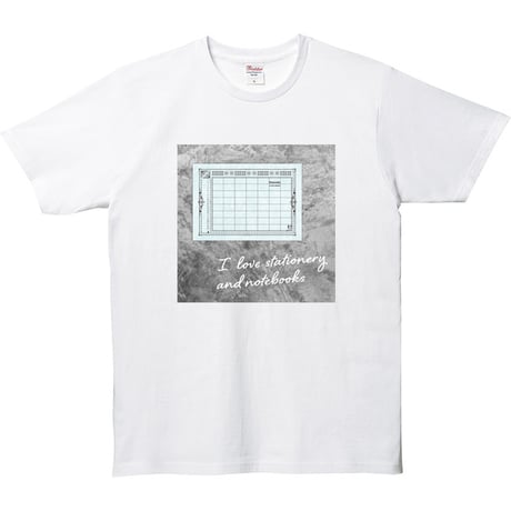 文具と文具と手帳好きの方のためのＴシャツ　大人の時間割帳バーチカル　3,000円