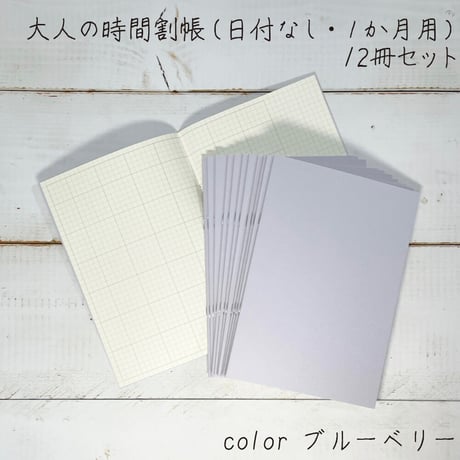 大人の時間割帳（１か月）単色12冊セット（ブルーベリーorピスタチオorもも）2,800円