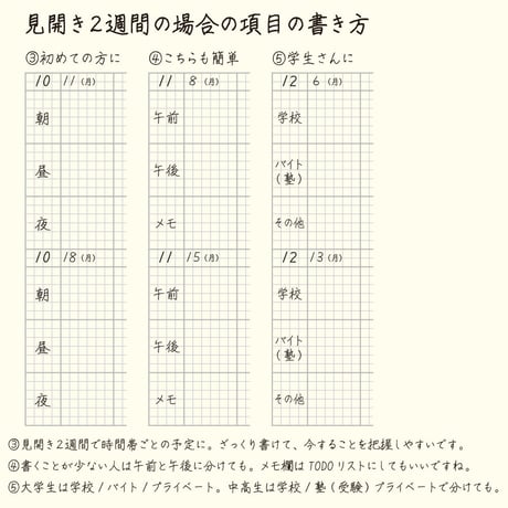 【お徳用】大人の時間割帳（日付なし・見開き２週間）２冊セット