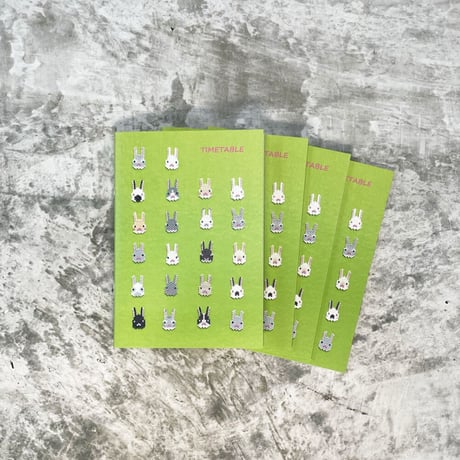 大人の時間割帳（日付フリー）Ｂ６サイズ　うさぎのがっこう　お徳用４冊セット　1年分　3,800円