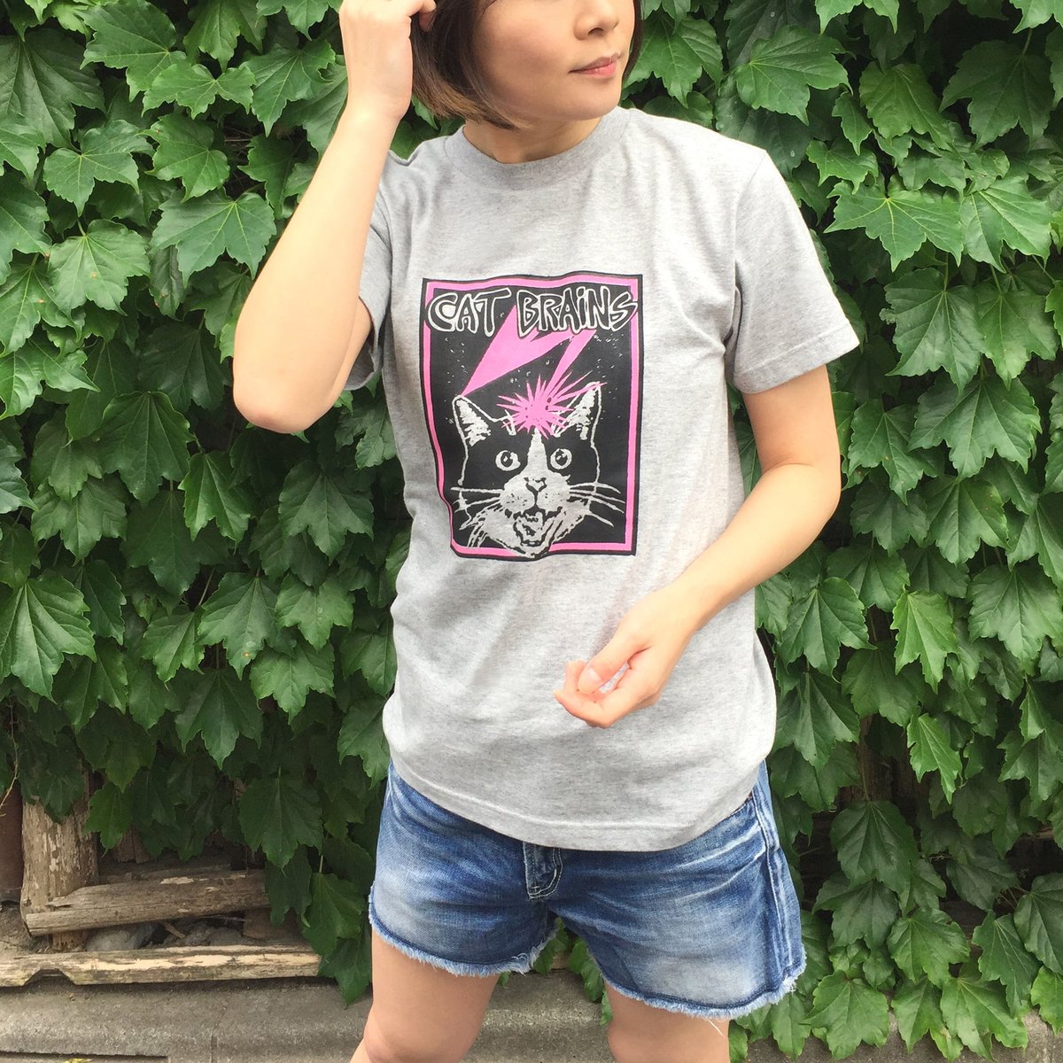 CATBRAINS】Tshirts_Gray | Cat for Light