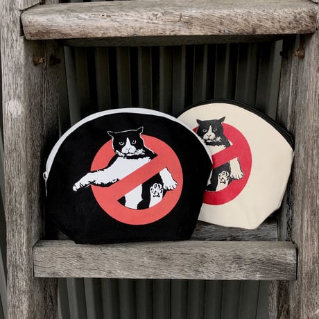 シェル型ポーチ(ベナテックス ハート&ねこ・黒) 濃