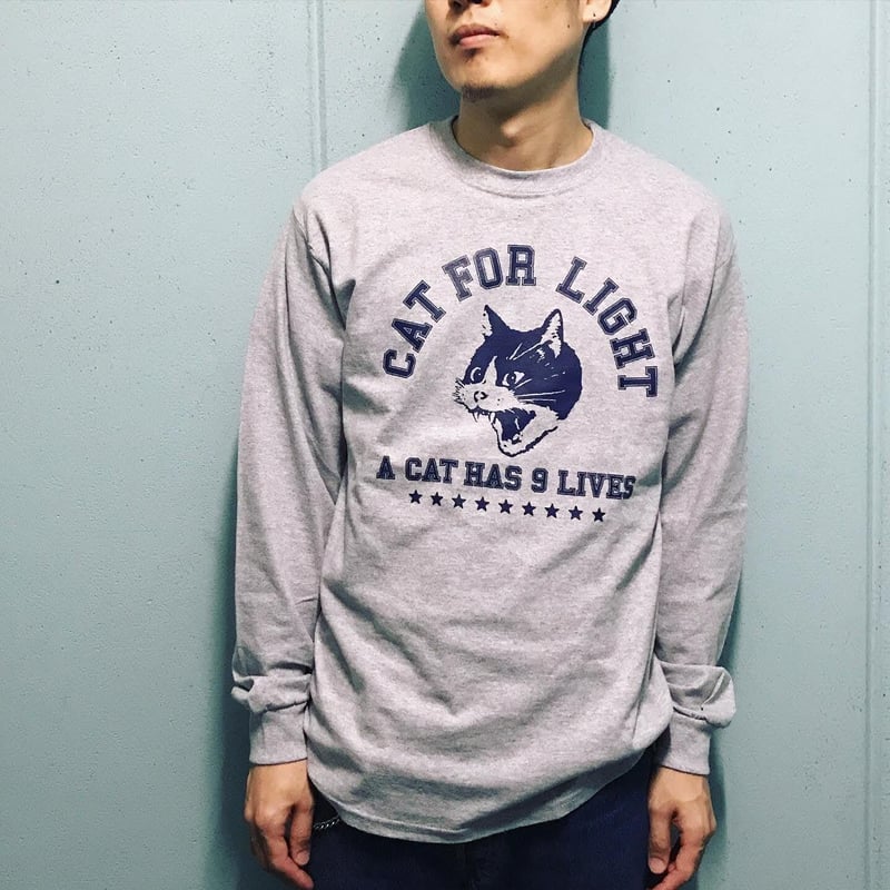 College_9 lives】Long Sleeve Tshirt | Cat for L
