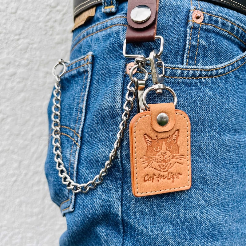 藍井エイル　皮製キーホルダー 藍染めクロコ ループキーホルダー | 大人のバッグ・財布