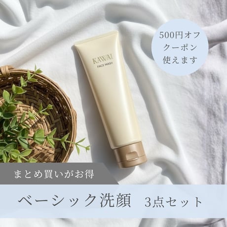 【6/7(日)までクーポン使用で500円オフ】口が小さいタイプのベーシック洗顔3点セット