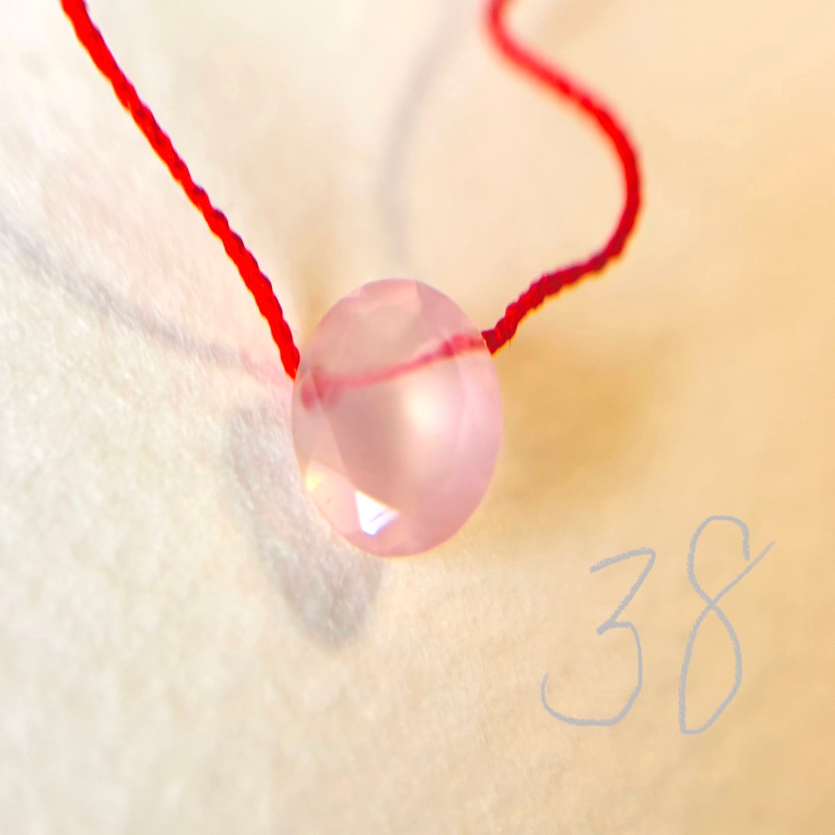 38cmネックレス（シルク・赤）ピンクカルセドニー | nitaconita
