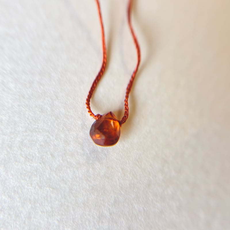 38cmネックレス（シルク・レッドオーカー）オレンジガーネット