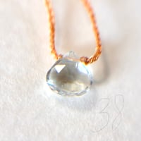 38cmネックレス（シルク・茶ベージュ）アクアマリン