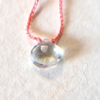 38cmネックレス（シルク・サーモンピンク）アクアマリン