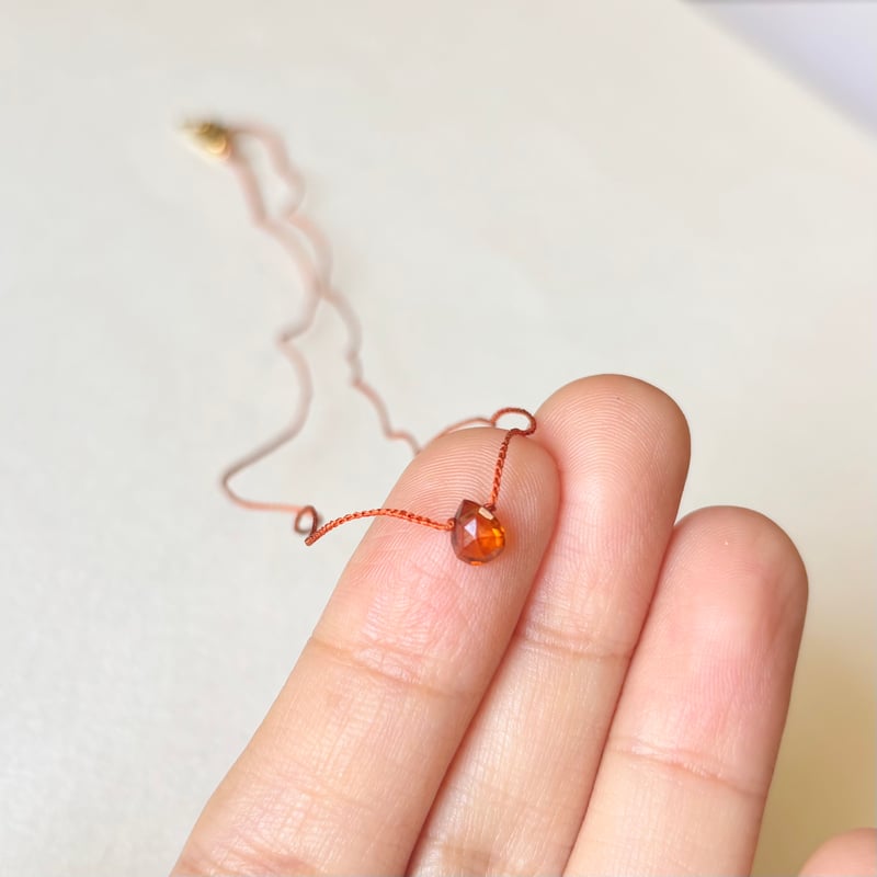 38cmネックレス（シルク・レッドオーカー）オレンジガーネット