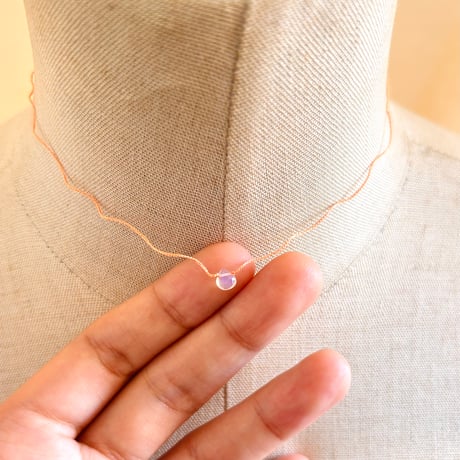 38cmネックレス（シルク・オレンジ）オパール