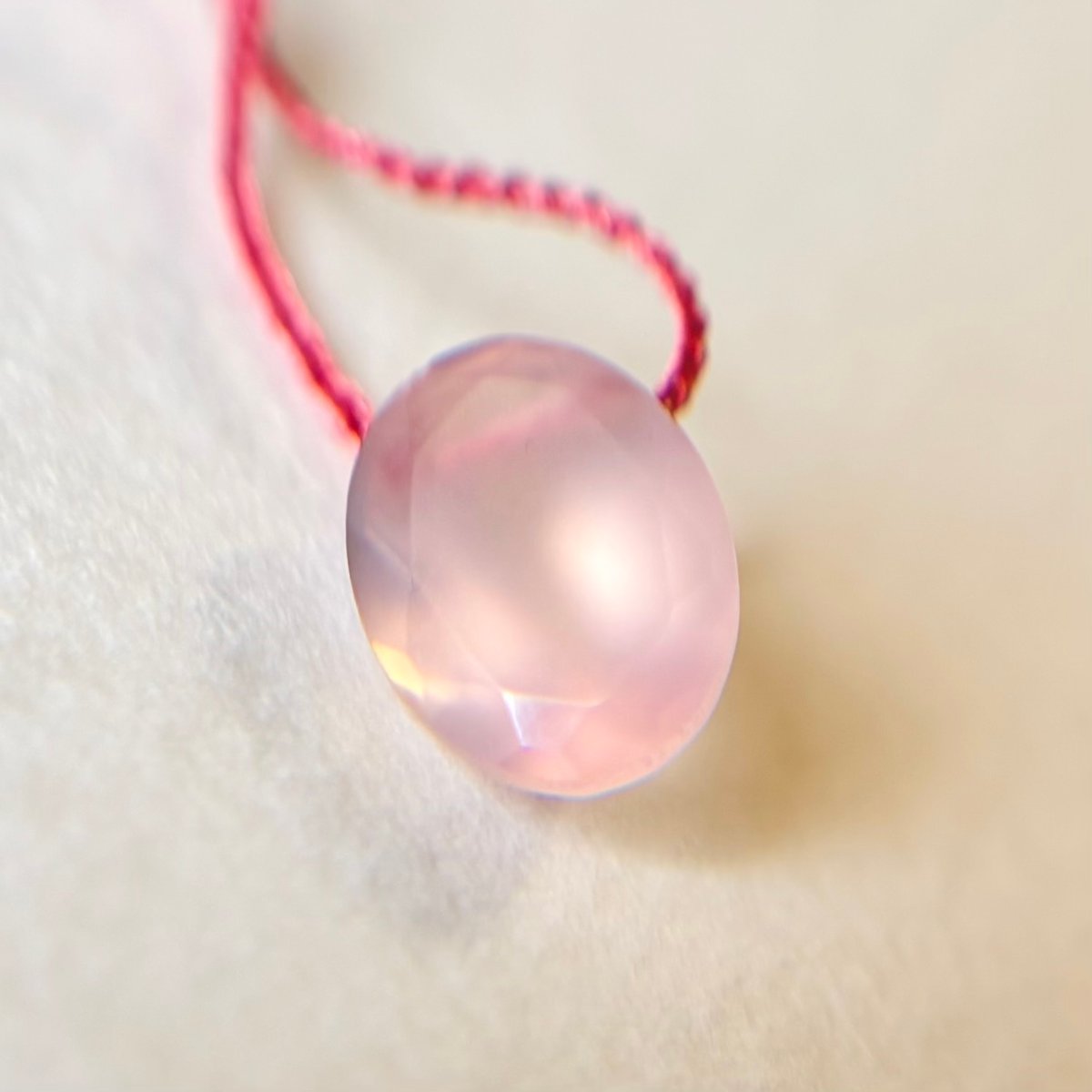 38cmネックレス（シルク・サーモンピンクゴールド）ピンクカルセドニー