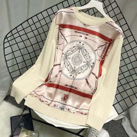 スカーフ柄 tops　長袖