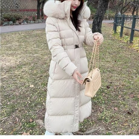 fox fur long down coat