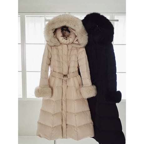 fox fur long down coat