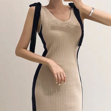 【即納あり】shoulder ribbon onepiece