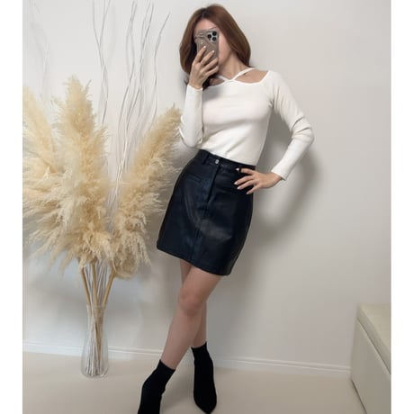 パンツ付き leather skirt