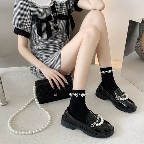 fake pearl loafers