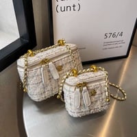 flower point tweed mini bag