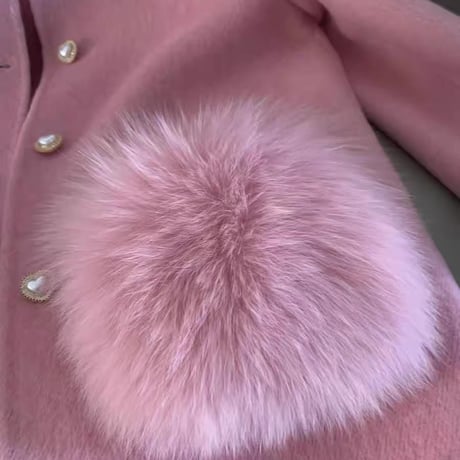 fox fur heart button jacket