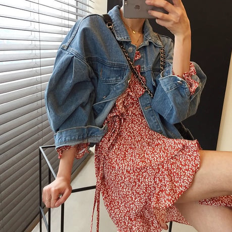 volume sleeve denim jacket