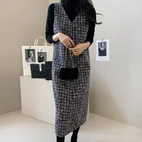 vneck tweed onepiece