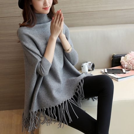 【即納あり】turtleneck poncho