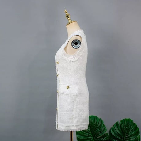 sleeveless tweed onepiece