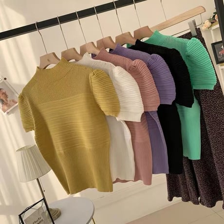 パフスリーブ プルオーバー ニット