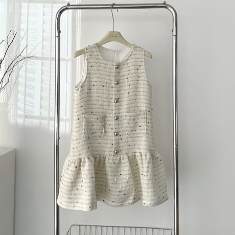 sleeveless tweed onepiece
