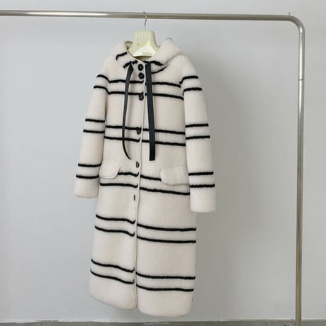 【ウール】border long coat