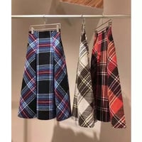 high-waist check skirt