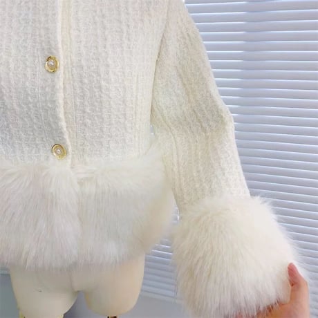 eco fur  tweed jacket